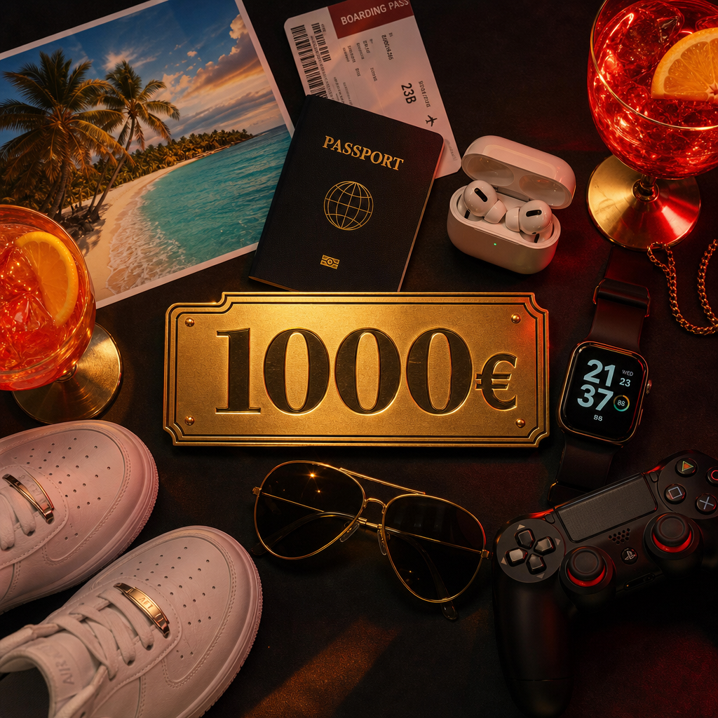 1000€ de bon d'achat libre : voyage, high-tech, shopping et sorties